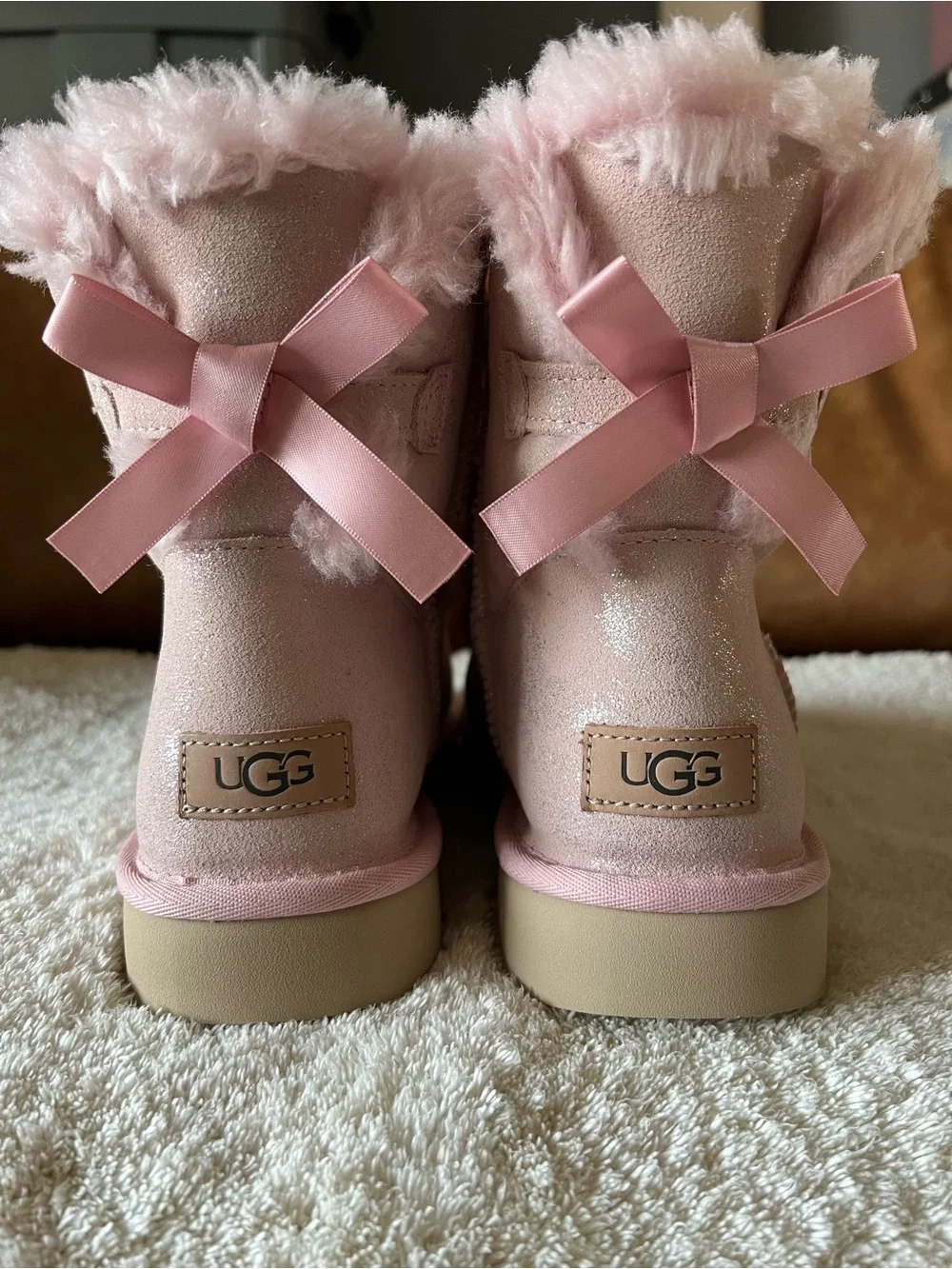 UGG Pink Glitter Classic Short Boots